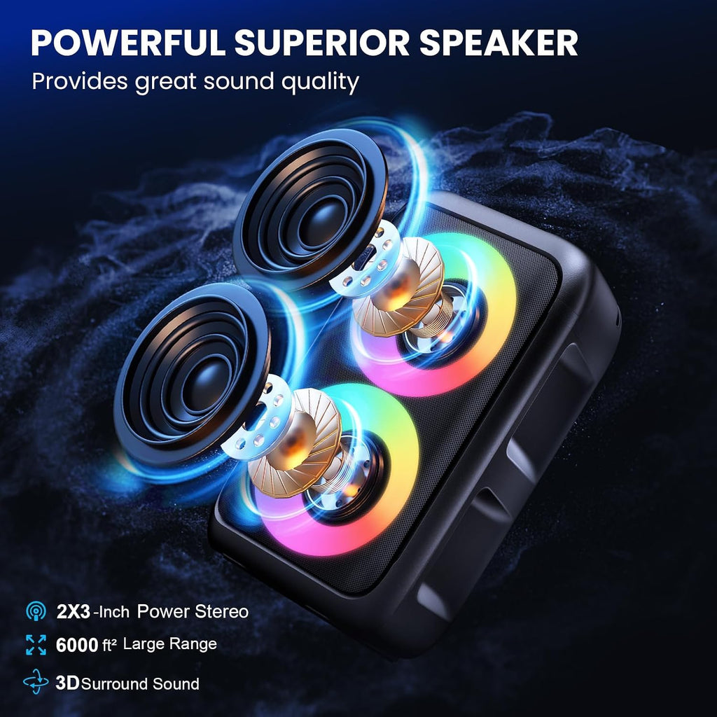 Portable Karaoke Bluetooth Party Speaker with Wireless Microphones