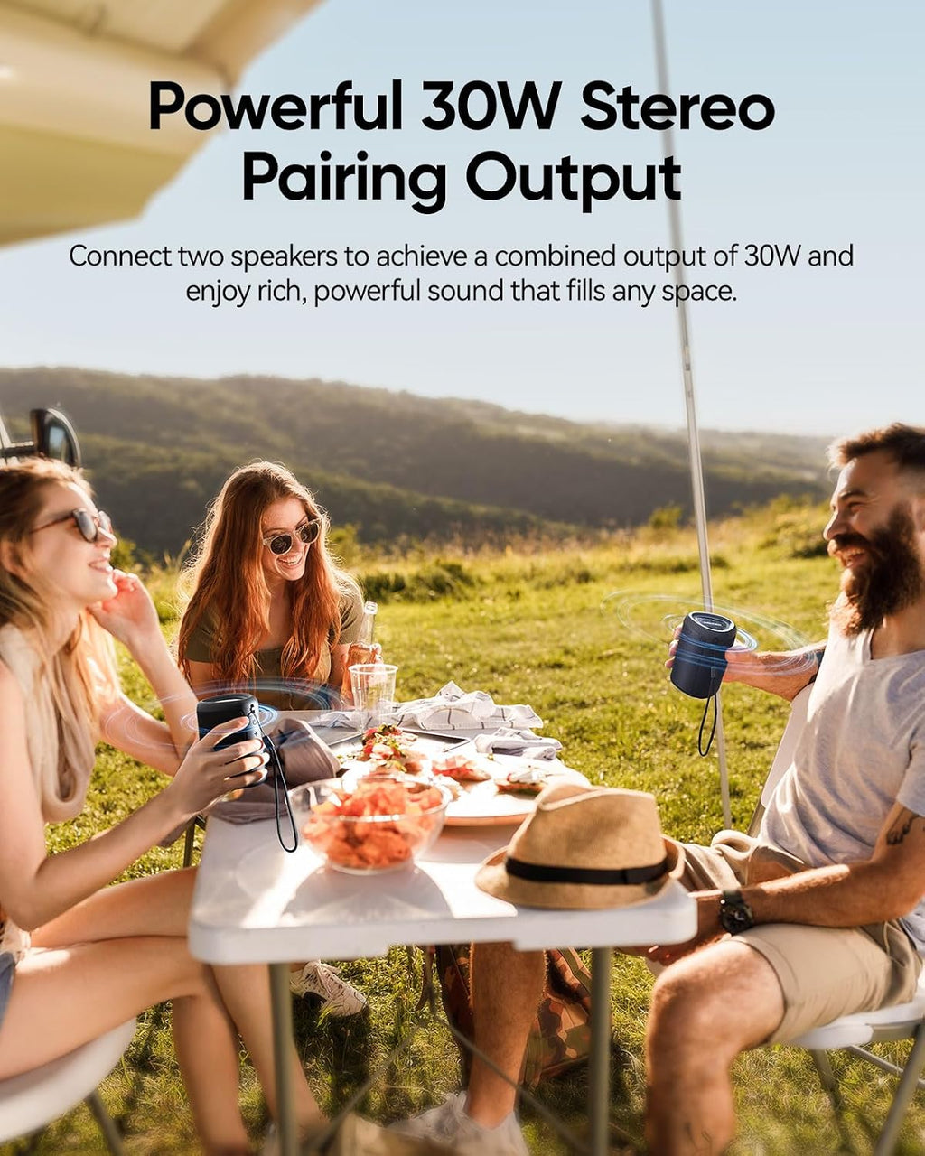 PulseSound Portable Bluetooth Speaker IPX5 Waterproof LED Lights
