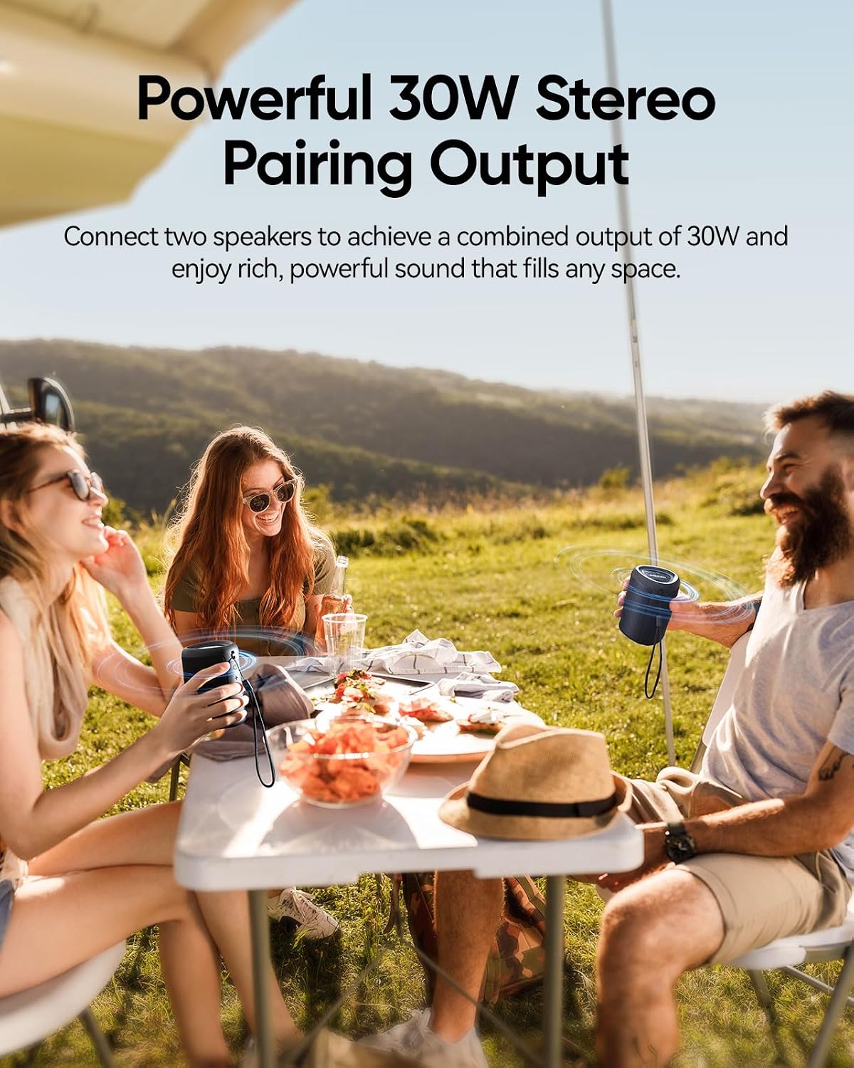 PulseSound Portable Bluetooth Speaker IPX5 Waterproof LED Lights