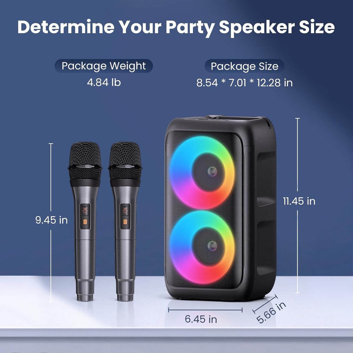 Portable Karaoke Bluetooth Party Speaker with Wireless Microphones