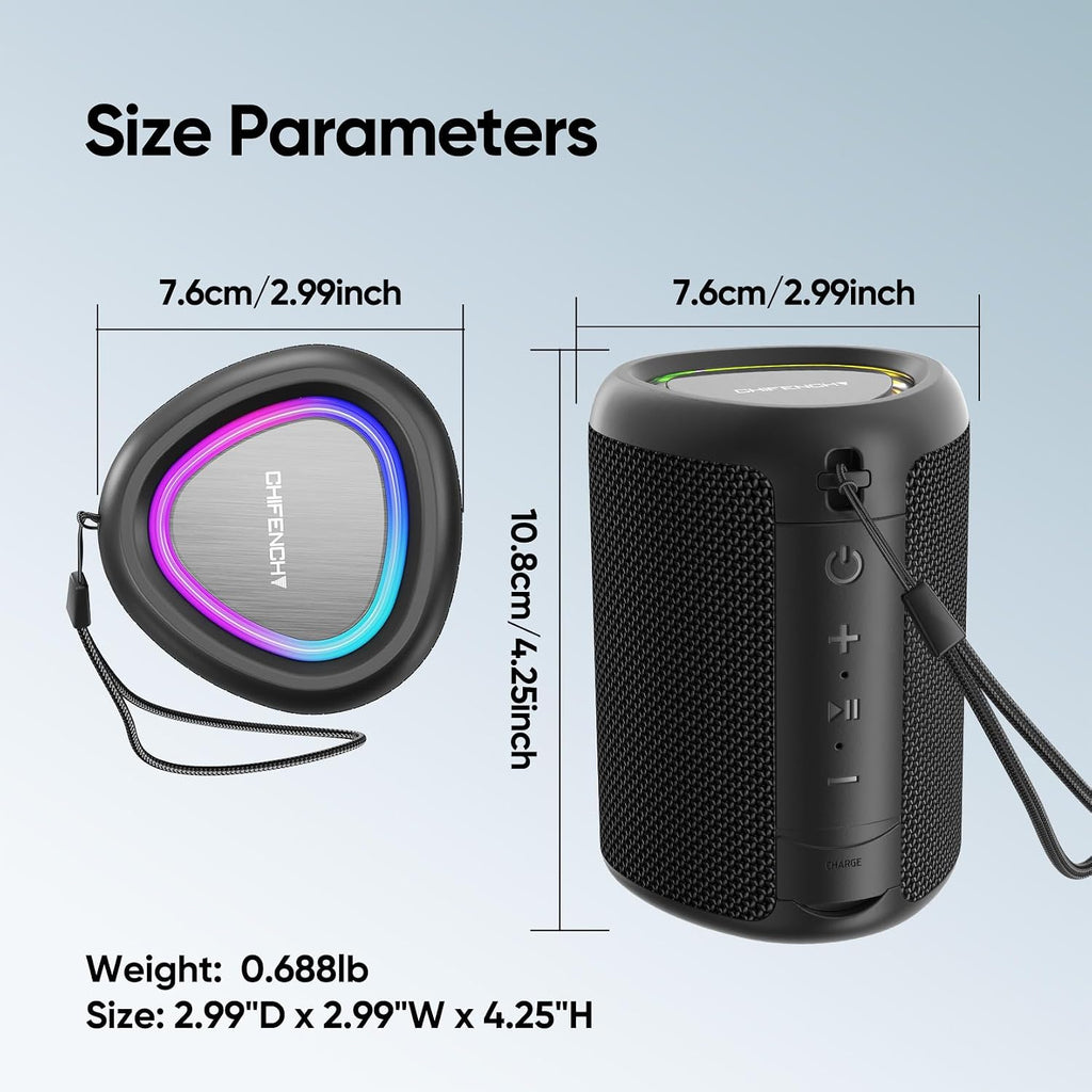 PulseSound Portable Bluetooth Speaker IPX5 Waterproof LED Lights