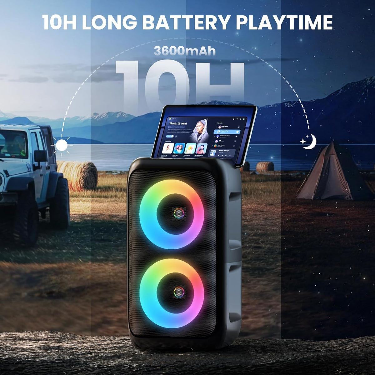 Portable Karaoke Bluetooth Party Speaker with Wireless Microphones