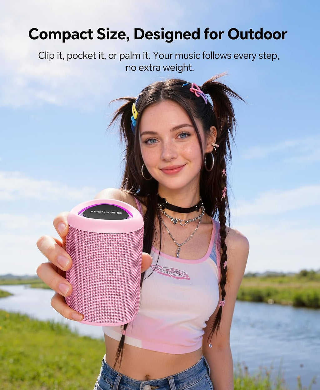PulseSound Portable Bluetooth Speaker IPX5 Waterproof LED Lights