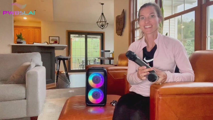 Portable Karaoke Bluetooth Party Speaker with Wireless Microphones